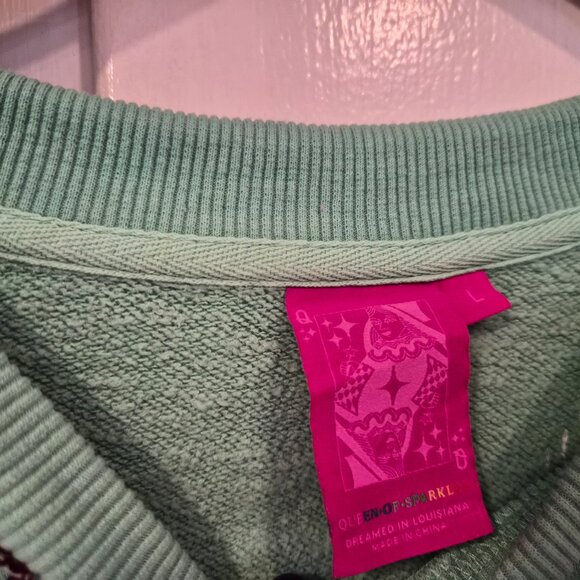 Queen of Sparkles Mint Green Sweatshirt With Velvet Reindeer & Bows - Picture 7 of 7